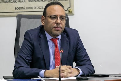Julián Molina, durante la presentación del presupuesto del Ministerio, en Bogotá, este martes en la mañana.