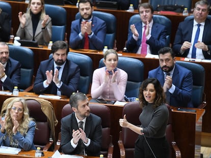 La presidenta de la Comunidad de Madrid, Isabel Díaz Ayuso, en un pleno de la Asamblea de Madrid.