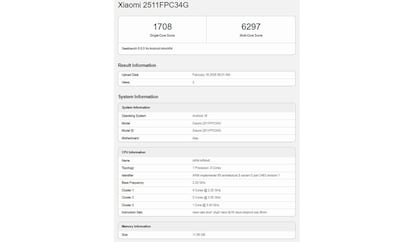 Datos del POCO X8 Pro aparecidos en Geekbench