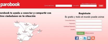 Página de registro de Parobook.