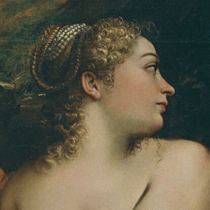 Detalle de la cabeza de Venus del cuadro de Annibale Carracci.