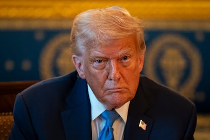 Donald Trump, this Monday at the White House, during his reception to the Israeli Prime Minister, Benjamín Netanyahu.