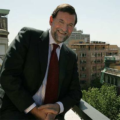Mariano Rajoy, en la sede del PP, en la calle Génova de Madrid.