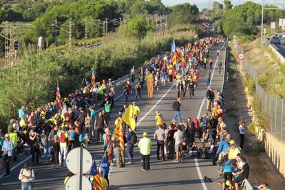 La marxa de Tarragona, a l'altura d'Altafulla, per la N-340.