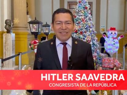 Hitler Saavedra, en la felicitación navideña del perfil de X del Congreso del Perú.