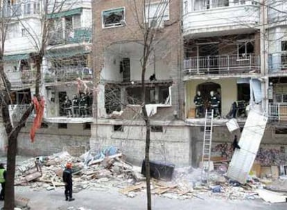 Estado en que quedó la casa tras la explosión en Getafe.