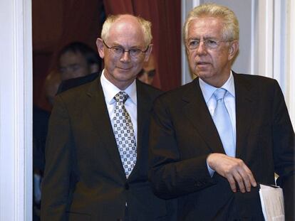 Herman Van Rompuy y Mario Monti.