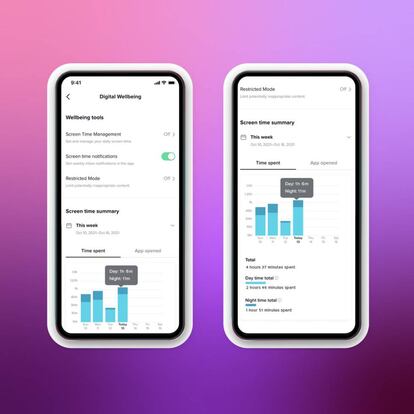 Gráficos del tiempo de uso en TikTok