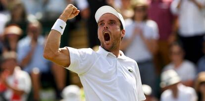 Bautista celebra su victoria frente a Nishikori, este viernes.