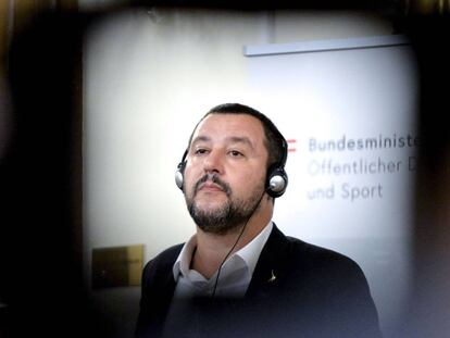 El vice primer ministro italiano, Matteo Salvini, durante una rueda de prensa en Viena.