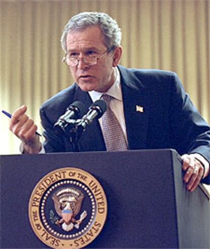 George W. Bush ensaya su alocución del Estado de la Unión.