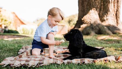 El pr&iacute;ncipe Jorge con su mascota, el pasado julio en Norfolk (Reino Unido). 