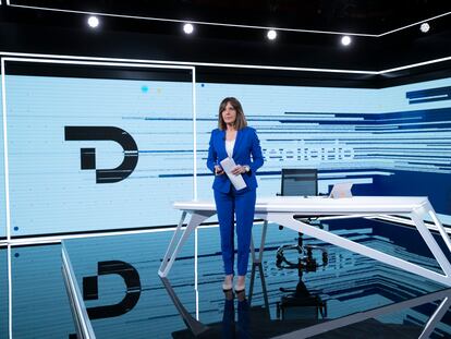 Ana Blanco, el pasado 18 de febrero, día que se estrenó la nueva escenografía del Telediario de TVE.