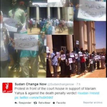 Cuenta de Twitter de la organización Sudan Change Now que sigue las protestas tras conocerse el veredicto.