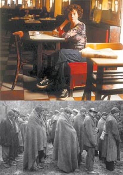 Arriba, Icíar Bollaín, directora de la película <i>Te doy mis </i><i>ojos,</i> fotografiada en un café del barrio madrileño de Lavapiés el pasado verano. Debajo, una imagen del rodaje en Girona de <i>Soldados de Salamina,</i> filme de David Trueba basado en la novela del mismo título de Javier Cercas.
/ CRISTÓBAL MANUEL
/ JORDI SOCIAS