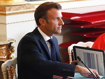 El presidente francés, Emmanuel Macron, durante el Consejo de Ministros, en el Palacio del Elíseo, en París el pasado miércoles.