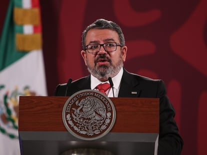 Jorge Nuño Lara, el nuevo titular de la secretaría de Infraestructura, Comunicaciones y Transportes, durante una conferencia en Ciudad de México, el 17 de octubre de 2022.