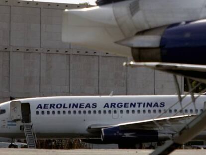 Aviones de Aerolíneas Argentinas en el aeropuerto Jorge Newbery de Buenos Aires.