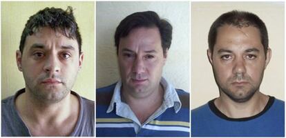 Victor Schillaci (izq), Martin Lanatta and Cristian Lanatta (der), los reos que escaparon de un penal de máxima seguridad en Argentina.