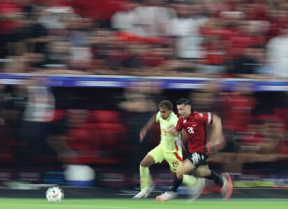 Lamine Yamal durante el partido de España y Albania disputado el 24 de junio en Dusseldorf