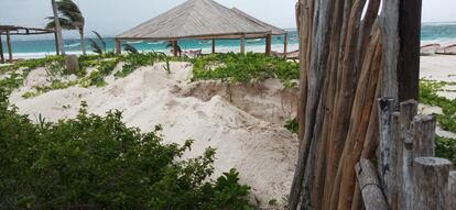 Excavaciones en las dunas del parque natural de Tulum, hace dos semanas.