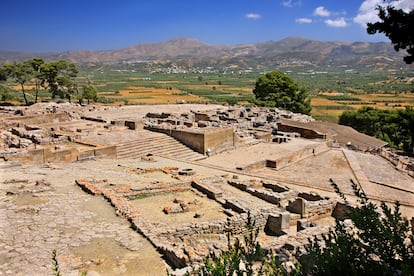 Vista parcial del palacio minoico de Festos, en Creta.
