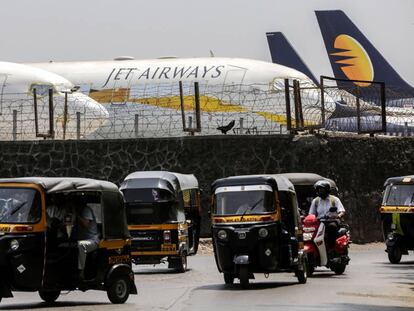 Aviones de Jet Airways, en el aeropuerto de Bombay la semana pasada. 