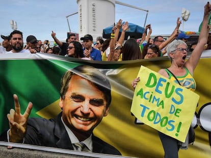 Simpatizantes de Bolsonaro en una marcha de apoyo en Río de Janeiro el fin de semana pasado.
 