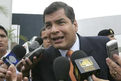 El candidato izquierdista a la presidencia de Ecuador Rafael Correa, ayer en Guayaquil.