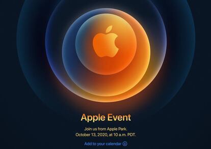 Invitación digital de la keynote de los iPhone 12.