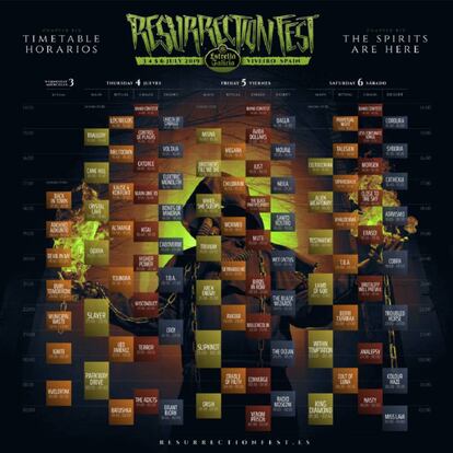 Pincha en la foto para ver bien los horarios del Resurrection Fest.