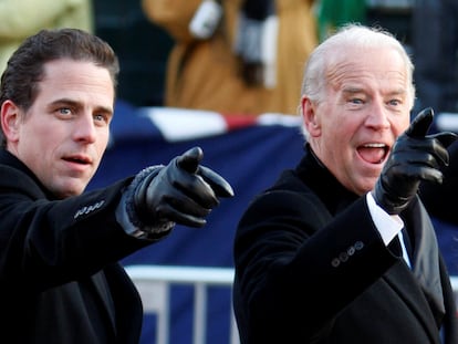 Joe Biden y su hijo Hunter el día de la toma de posesión de Barack Obama en enero de 2009.