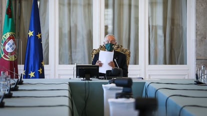 Marcelo Rebelo de Sousa preside a reunião do Conselho de Estado em Cascais (Portugal), nesta quarta-feira.