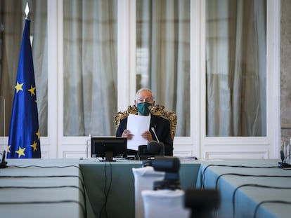 Marcelo Rebelo de Sousa preside la reunión del Consejo de Estado en Cascais (Portugal), este miércoles.