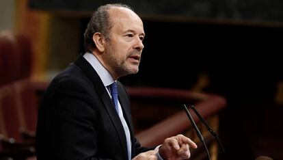 Juan Carlos Campo, durante una intervención en el pleno del Congreso, en 2018.