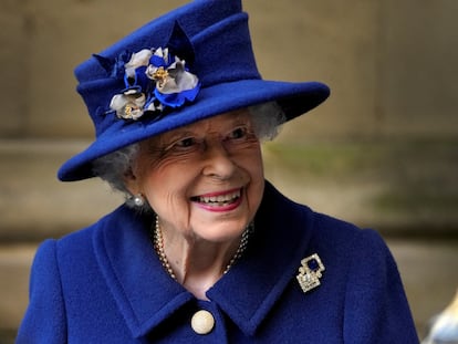 La reina Isabel II de Inglaterra, en un servicio religioso celebrado en la abadía de Westminster, en Londres, el 12 de octubre de 2021.