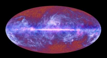 Imagen de la radiación de fondo de microondas captada por la sonda espacial 'Planck'
