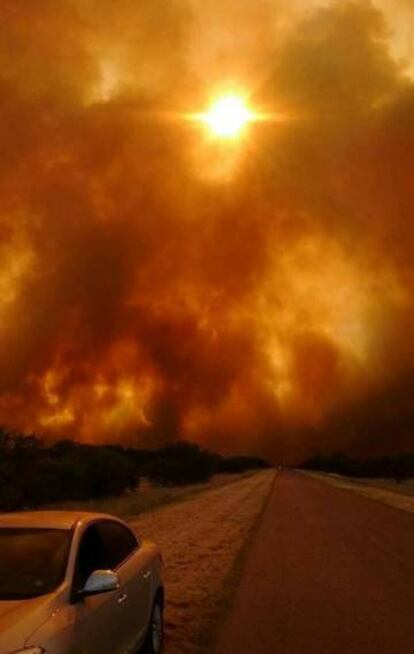 Incendio en la ruta 154, La Pampa.