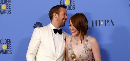 Ryan Gosling y Emma Stone, en la &uacute;ltima entrega de los Globos de Oro.