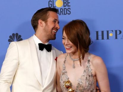 Ryan Gosling y Emma Stone, en la &uacute;ltima entrega de los Globos de Oro.