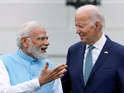 Narendra Modi y Joe Biden, este 22 de junio en el jardín de la Casa Blanca.