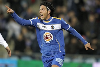 Parejo celebra un gol con el Getafe en enero pasado.