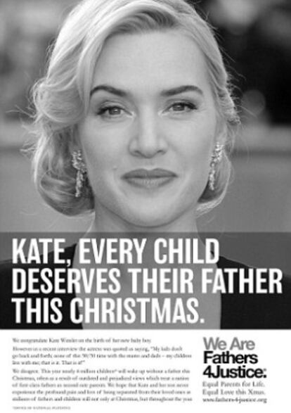 Uno de los afiches de Fathers4Justice en su campaña de Navidad.