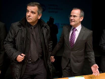O novo director do Centro Dram&aacute;tico Galego, Manuel Guede (esquerda), xunto ao conselleiro de Educaci&oacute;n, Jes&uacute;s V&aacute;zquez