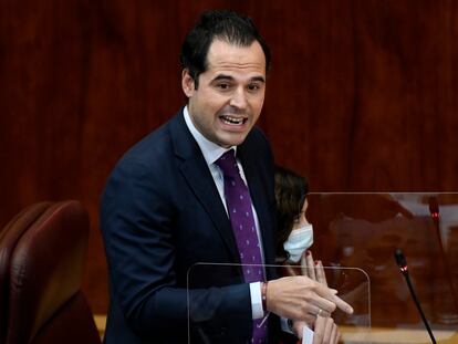 El vicepresidente de la Comunidad de Madrid, Ignacio Aguado, en la Asamblea de Madrid, el 12 de noviembre.