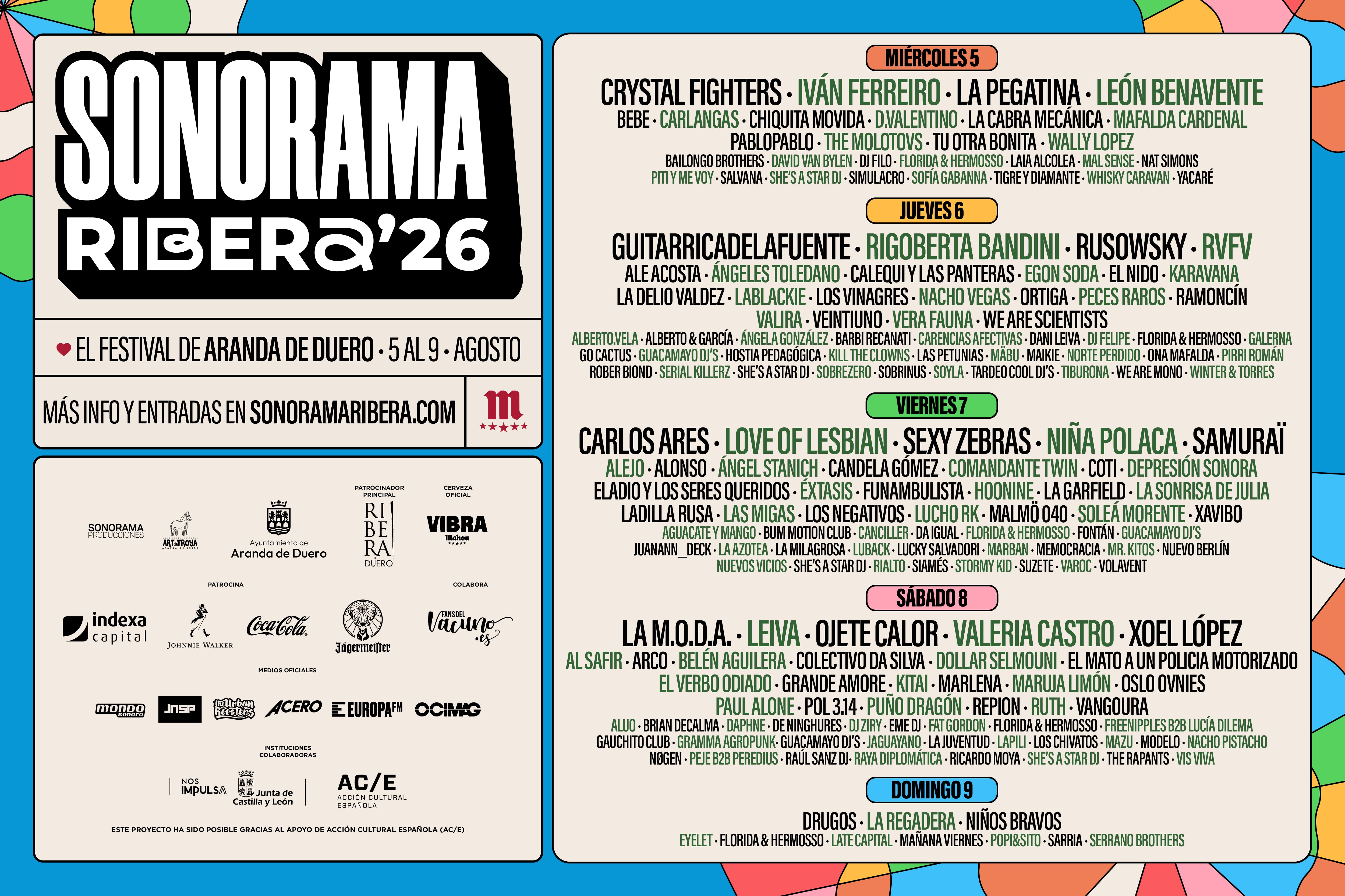 Cartel promocional de la 29º edición del Festival Sonorama Ribera.