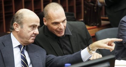 Guindos y Varoufakis, en el Eurogrupo