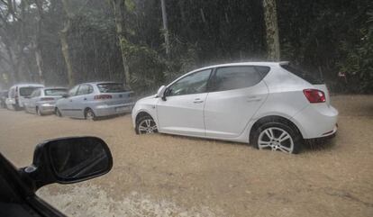 Montjüic, ayer durante la tromba de agua. 