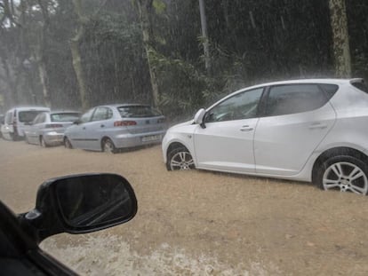 Montjüic, ayer durante la tromba de agua. 