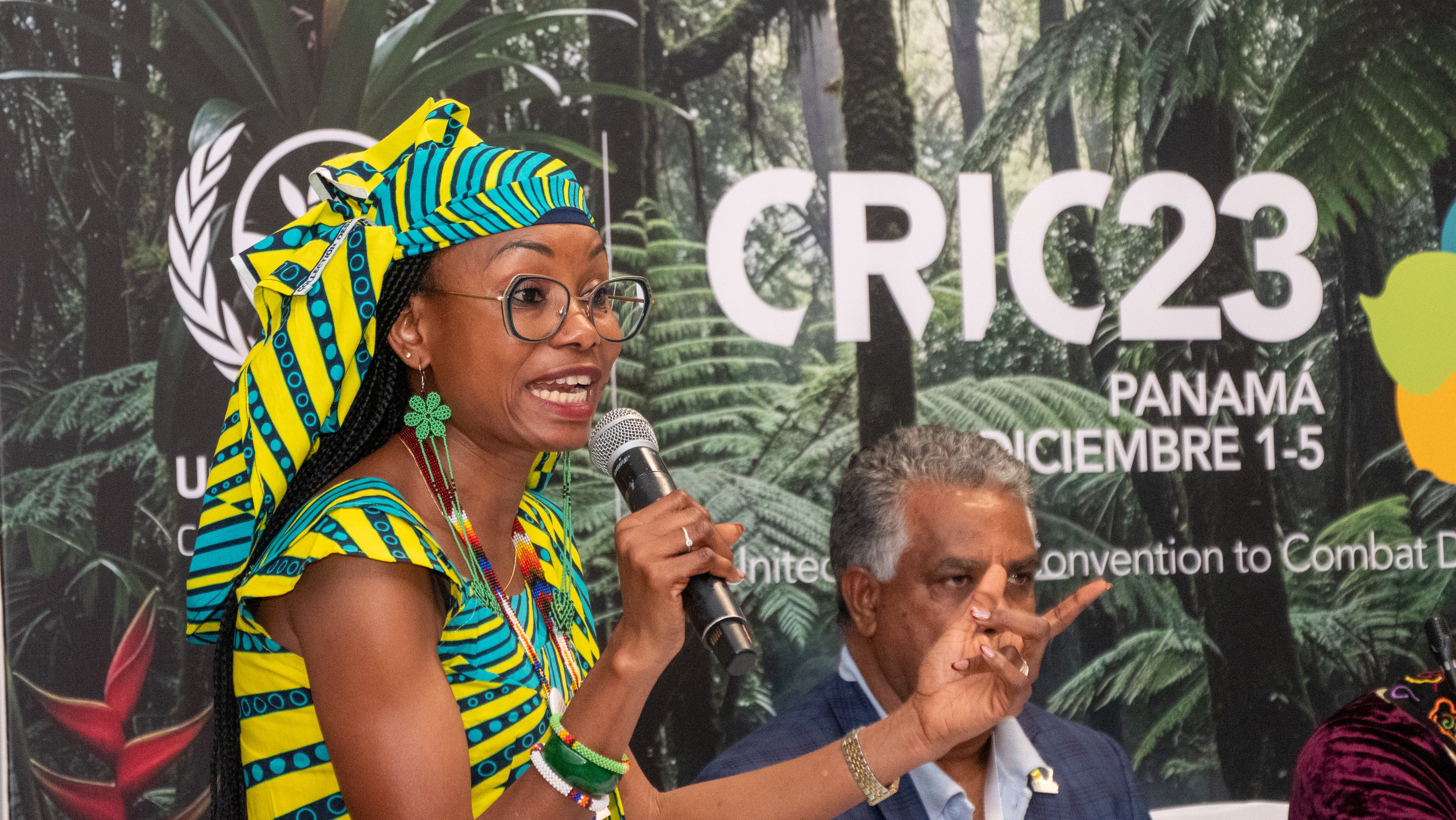 Hindou Oumarou Ibrahim, en la reunión anual de la Convención de la ONU de Lucha contra la Desertificación, en diciembre en Panamá.